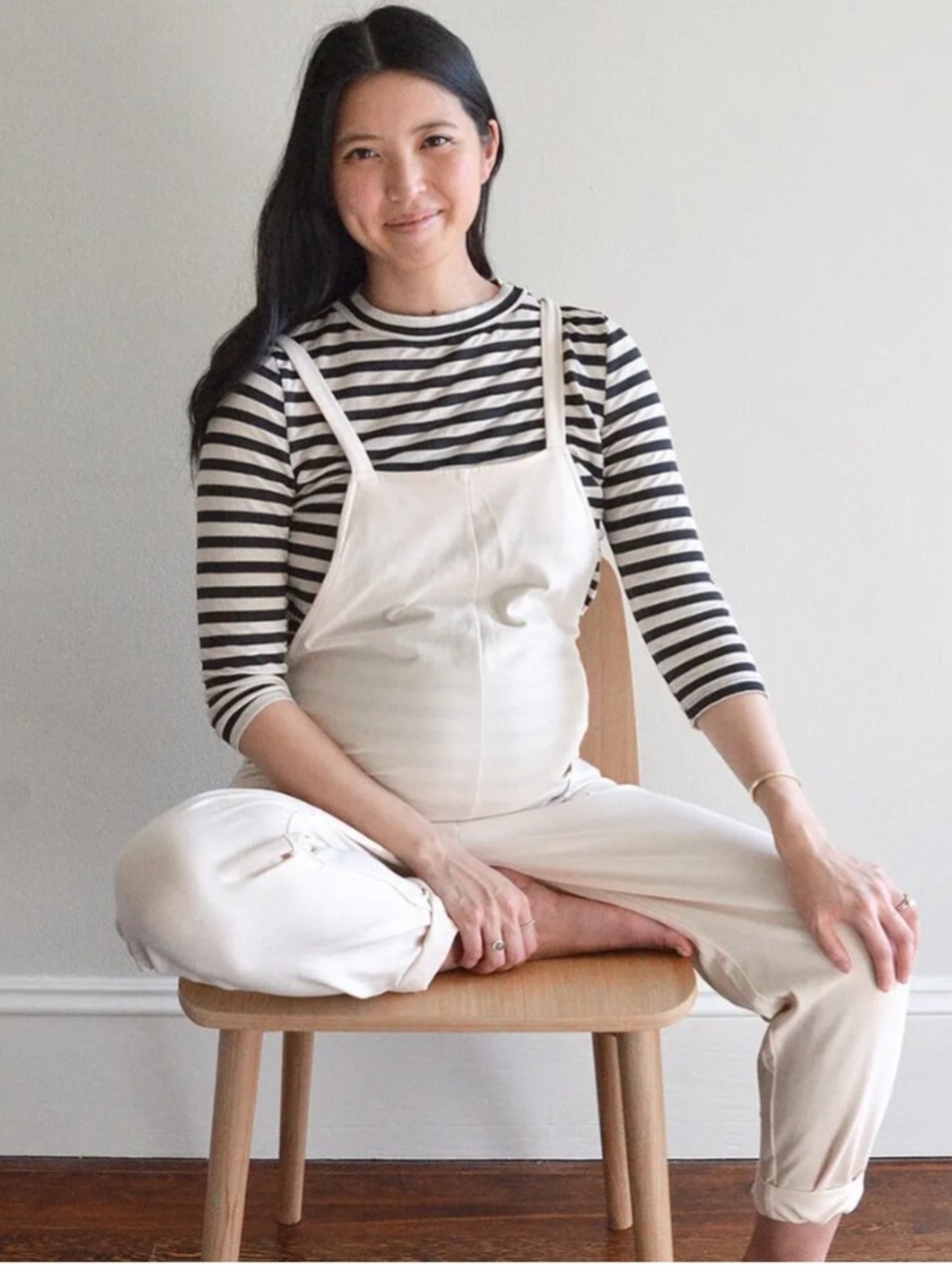 Storq Cream Women's Maternity Cotton Jumpsuit Overalls